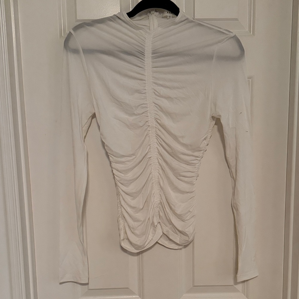 A.L.C. White Ruched Blouse